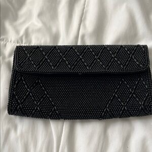 Vintage Elegant Black Beaded Clutch